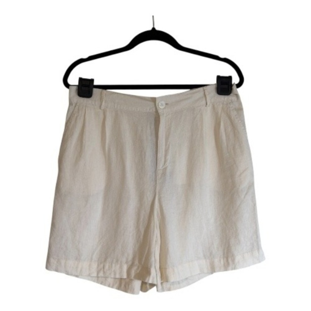 NIC+ZOE Linen Blend Shorts Womens 14 Canvas Pleated High Rise M241843 NEW